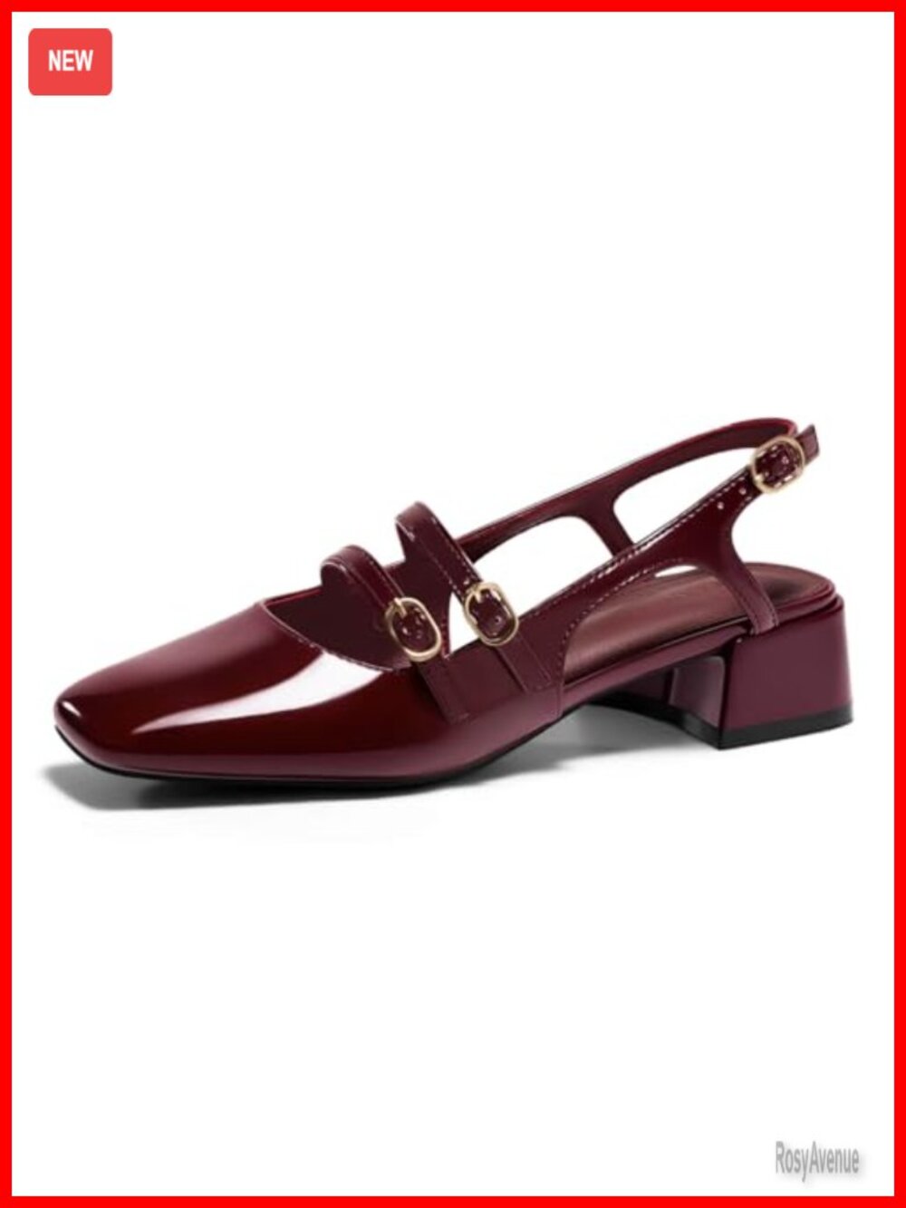 Women's Mary Jane Slingback Chunky Low Heel Pumps Square Toe Dress Shoes